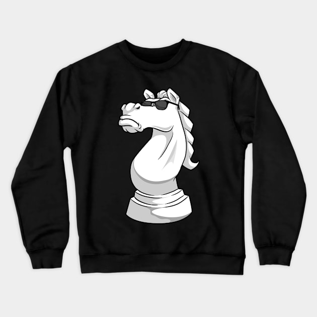 Knight Chess piece at Chess with Sunglasses Crewneck Sweatshirt by Markus Schnabel